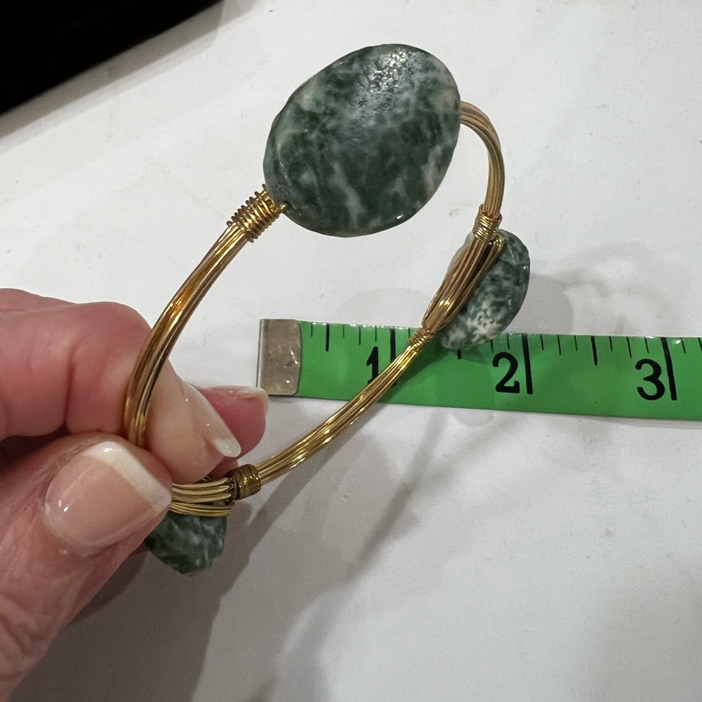 Boho Wire Wrapped Tree Agate Stone Bangle Bracele… - image 5